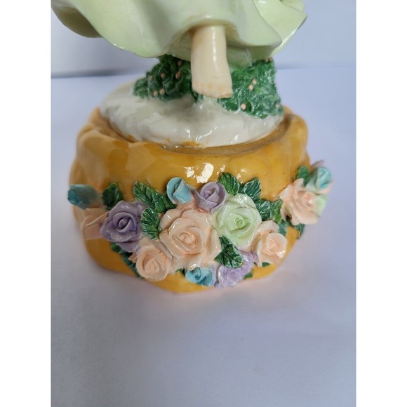 Vintage Dillards Christmas Angel Flowers Hand Painted 'The First Noel' Figurine - Picture 11 of 12